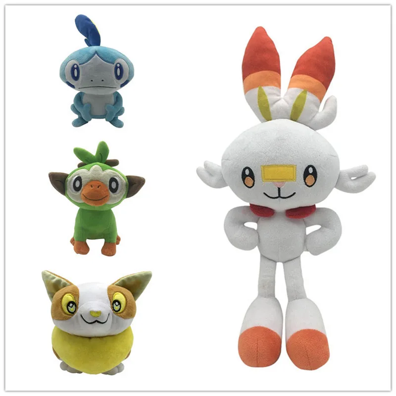 Pokemon Scorbunny Sobble Grookey Cartoon Elf Figure Plush Doll Soft Stuffed Collection Pikachus Toys Kid Christmas Gift Peluches