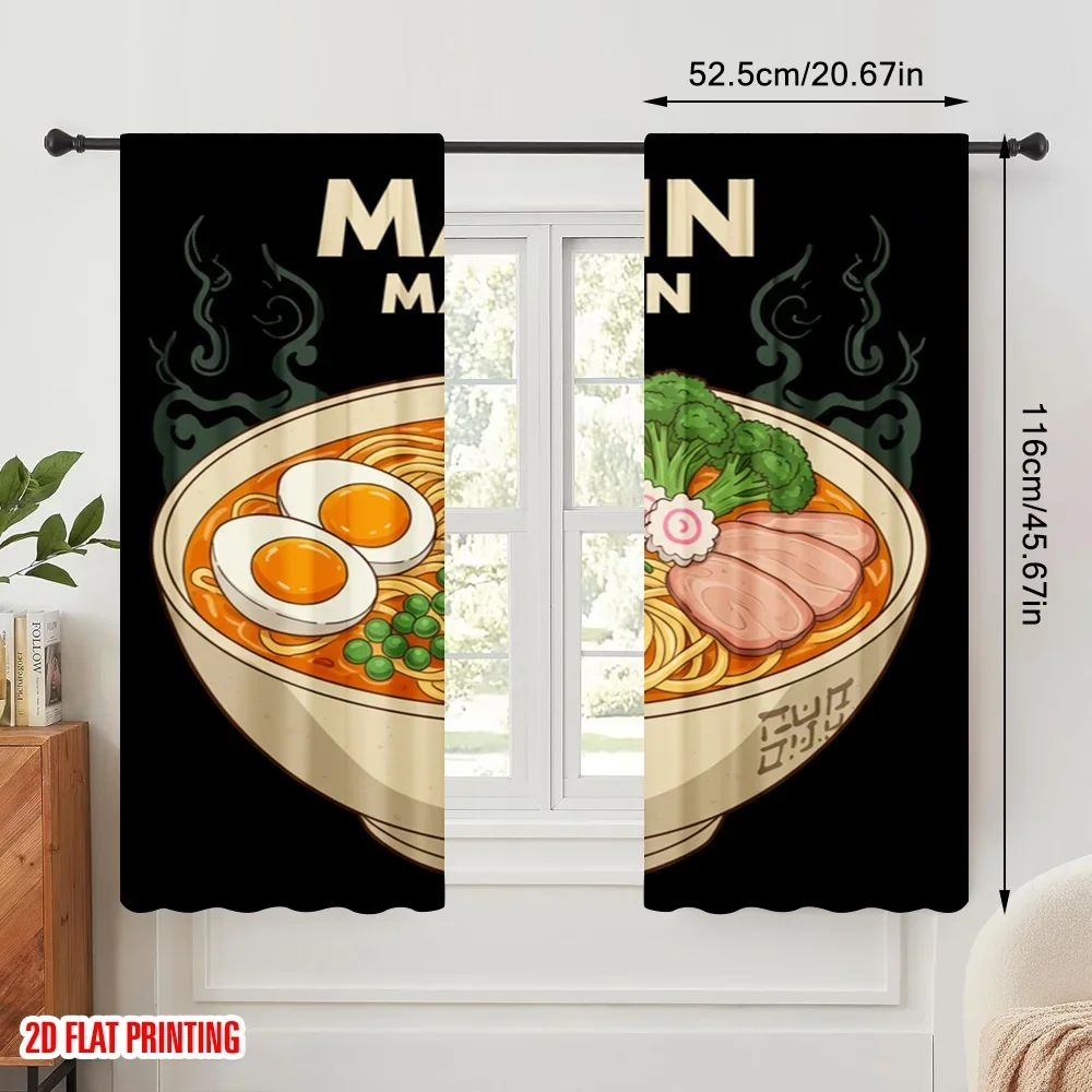 2pcs 2D flat printing Drapes Marin Mac Pun Noodles Polyester Without Electricity Seasonal Party & Holiday Decor Use for Bedroom