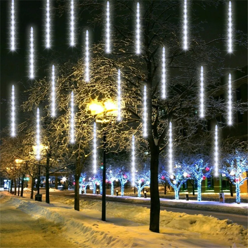 

1/2/3/4pcs Tubes Meteor Shower Led String Lights Street Garlands Christmas Tree Decorations for Outdoor New Year 2025 Lights