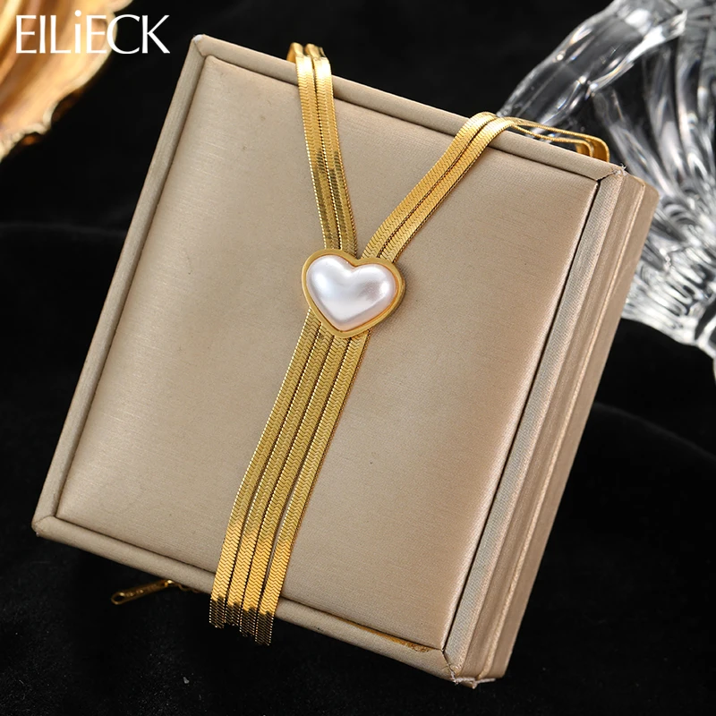 

Цепочка EILIECK из нержавеющей стали 316L, ожерелье с подвеской с кисточкой для женщин, новый тренд, Женский жемчуг в форме сердца