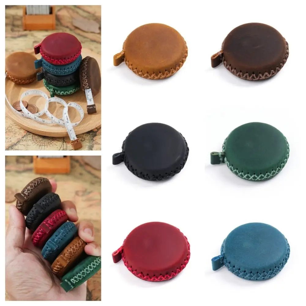 Handmade Leather Tape Measure Vintage Retractable Roll Measure Tape 1.5M Portable RetractableTape Measure Measure Gauging Tool