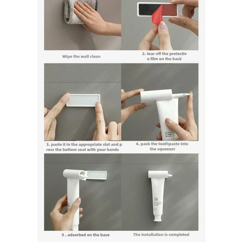 Wall Mounted Toothpaste Squeezer Magnetic Lazy Squeezer Toothpaste Clamp Bathroom Toothpaste Toothbrush Rack Home Storage Rack
