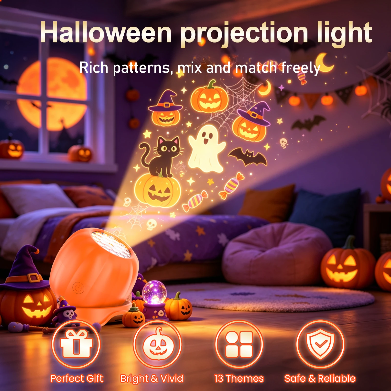 SMGXHE 13 Ambiance Effects LED Projector Light,Ocean World Ambient Projection Lamp,Halloween, Christmas Themes Night Light
