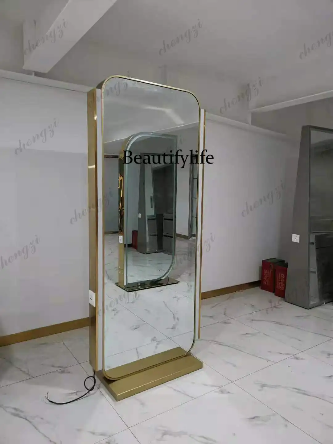 Barber shop high-end mirror table, special for hair salon, floor mirror single-sided double-sided mirror new model