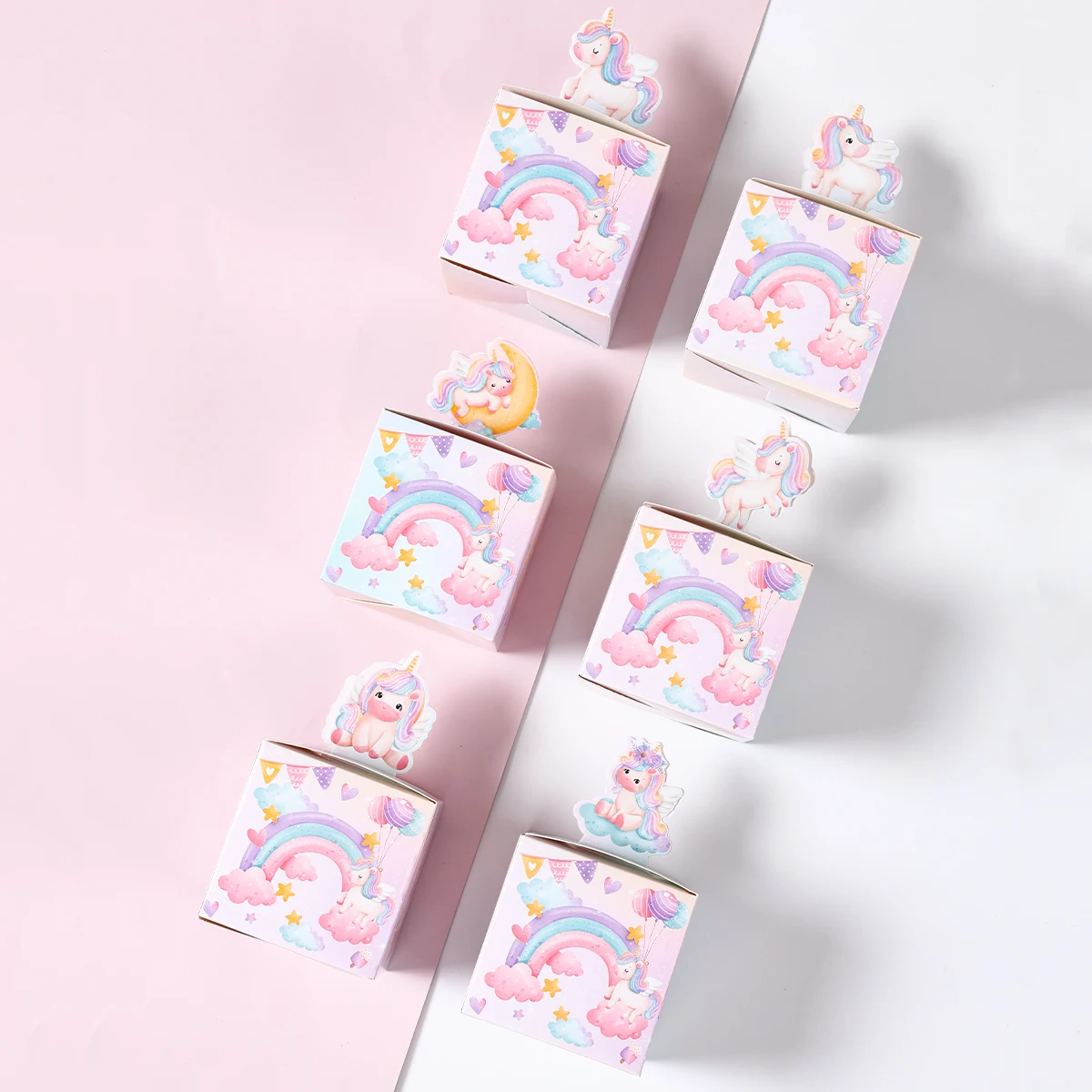 12/24pcs Unicorn 3D Paper Candy Boxes Gift Packing Box Unicorn Theme Party Decoration Kids Wedding Baby Shower Party Supplies