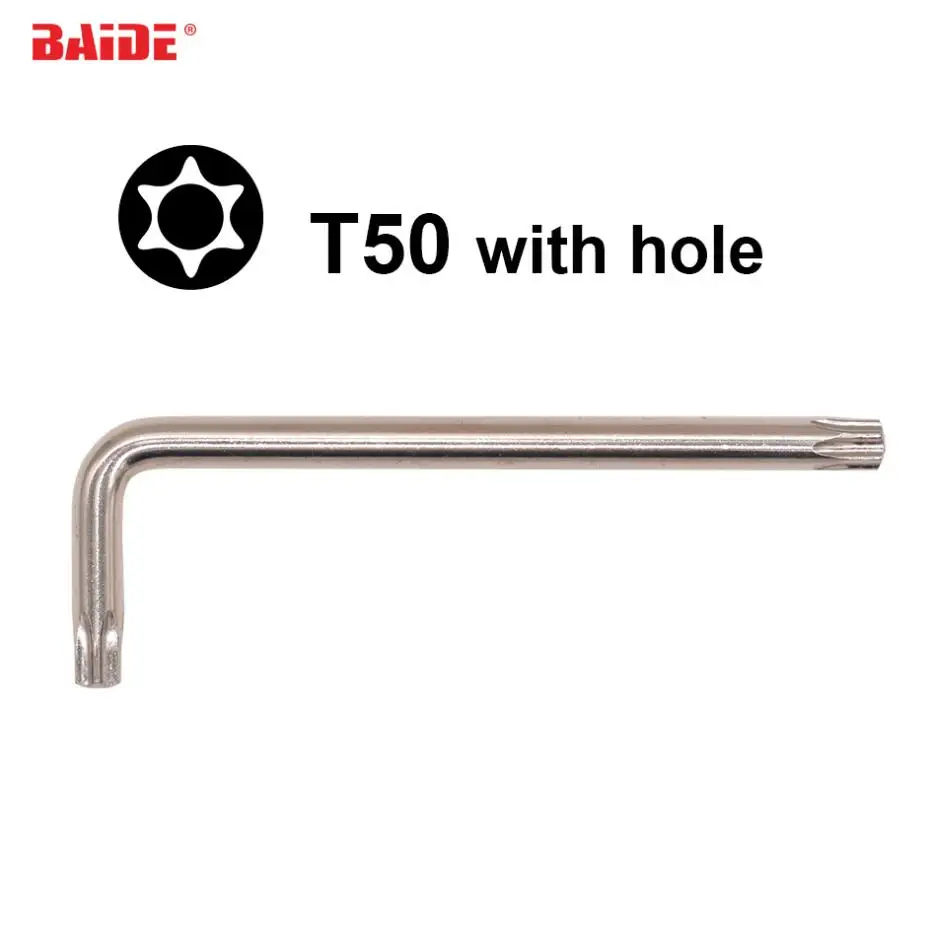 

9*45*140mm T50 Torx L Key Screwdriver With Hole CR-V Steel Screw driver Wrench Professional Repair Tools 50pcs/lot