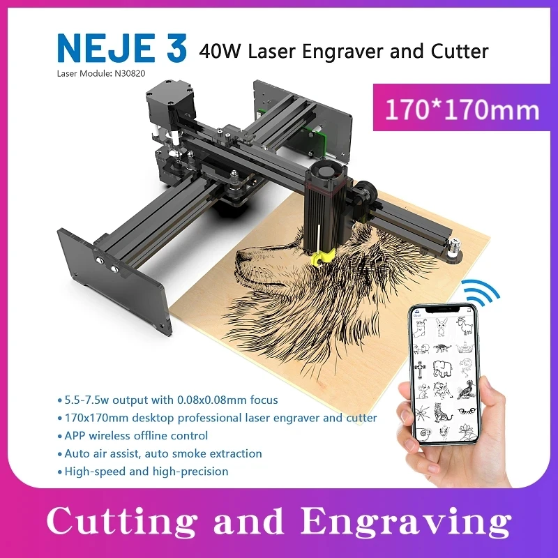 

NEJE 3 N30820 40W Laser Engraving Cutting Machine Desktop Laser Engraver Cutter Printer CNC Router APP Control Upgraded Version