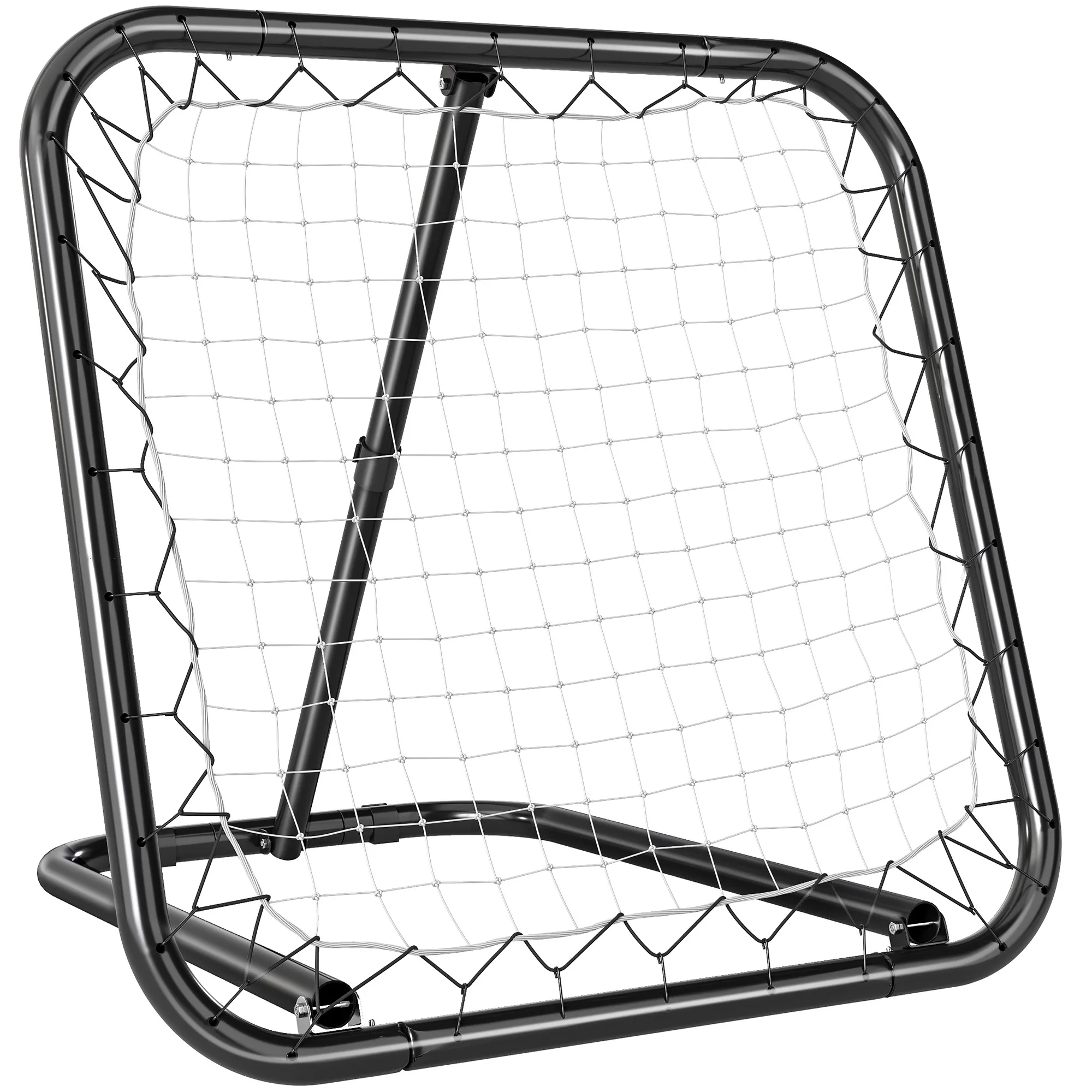 HOMCOM Filet de rebond de football rebondisseur de football ajustable pliable portable 4 piquets de fixations au sol filet de PE noir blanc 78 x 84 x 78 cm