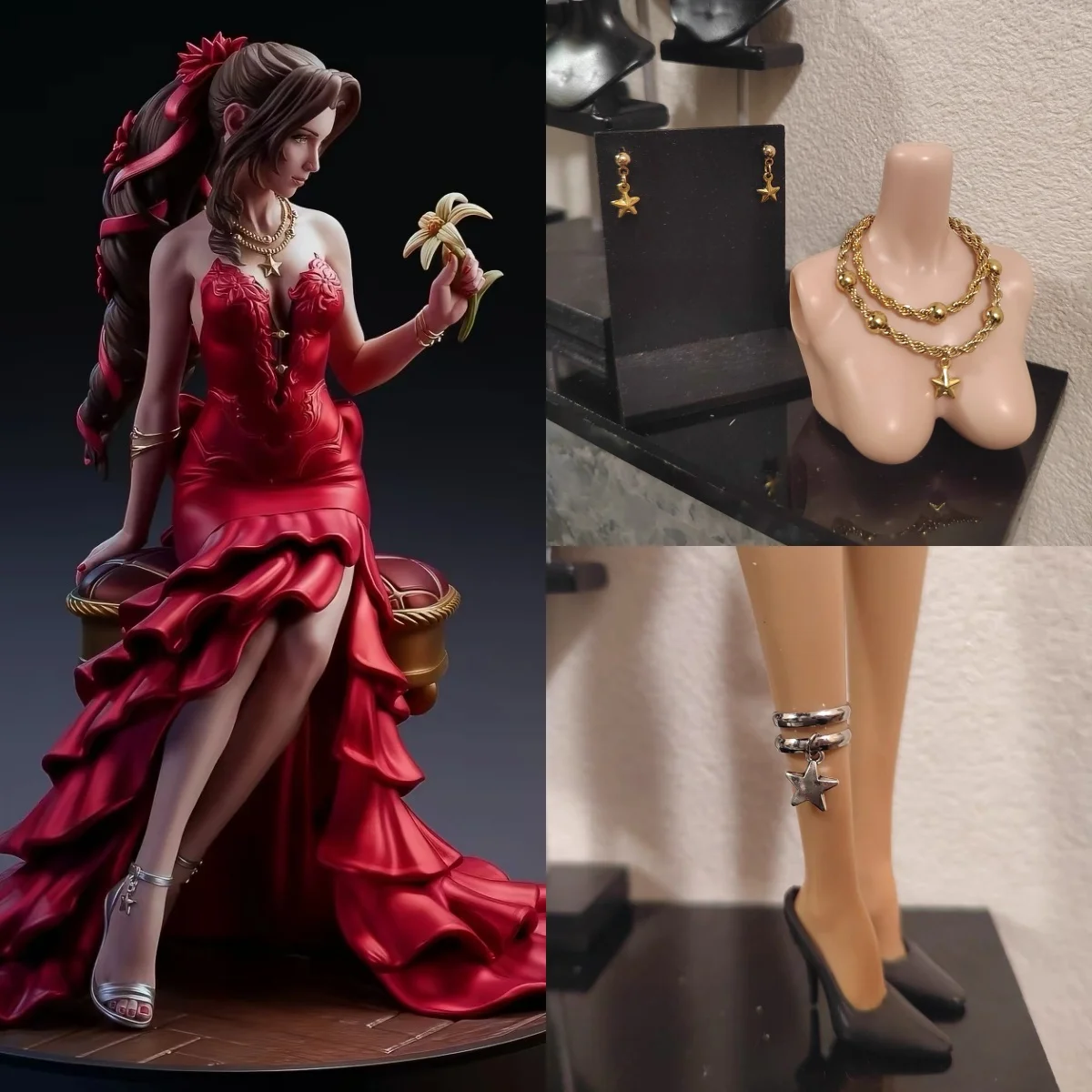 1/6 Doll Jewellery Parts Original Luxury Metal Dream Stars Necklace Earrings + Exquisite Ankle Bracelet For 30cm Supermodel Doll