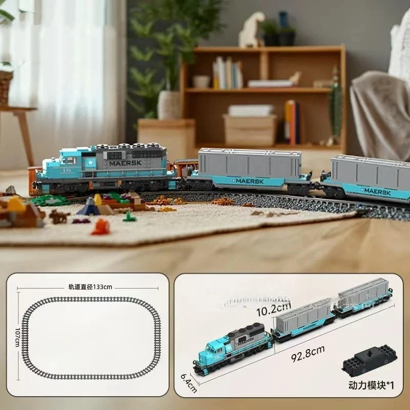 Ciudad de potencia técnica ferrocarril de alta velocidad Fuxing Hexie Maersk Burlington tren eléctrico juguetes de bloques de construcción para niños ladrillos regalos