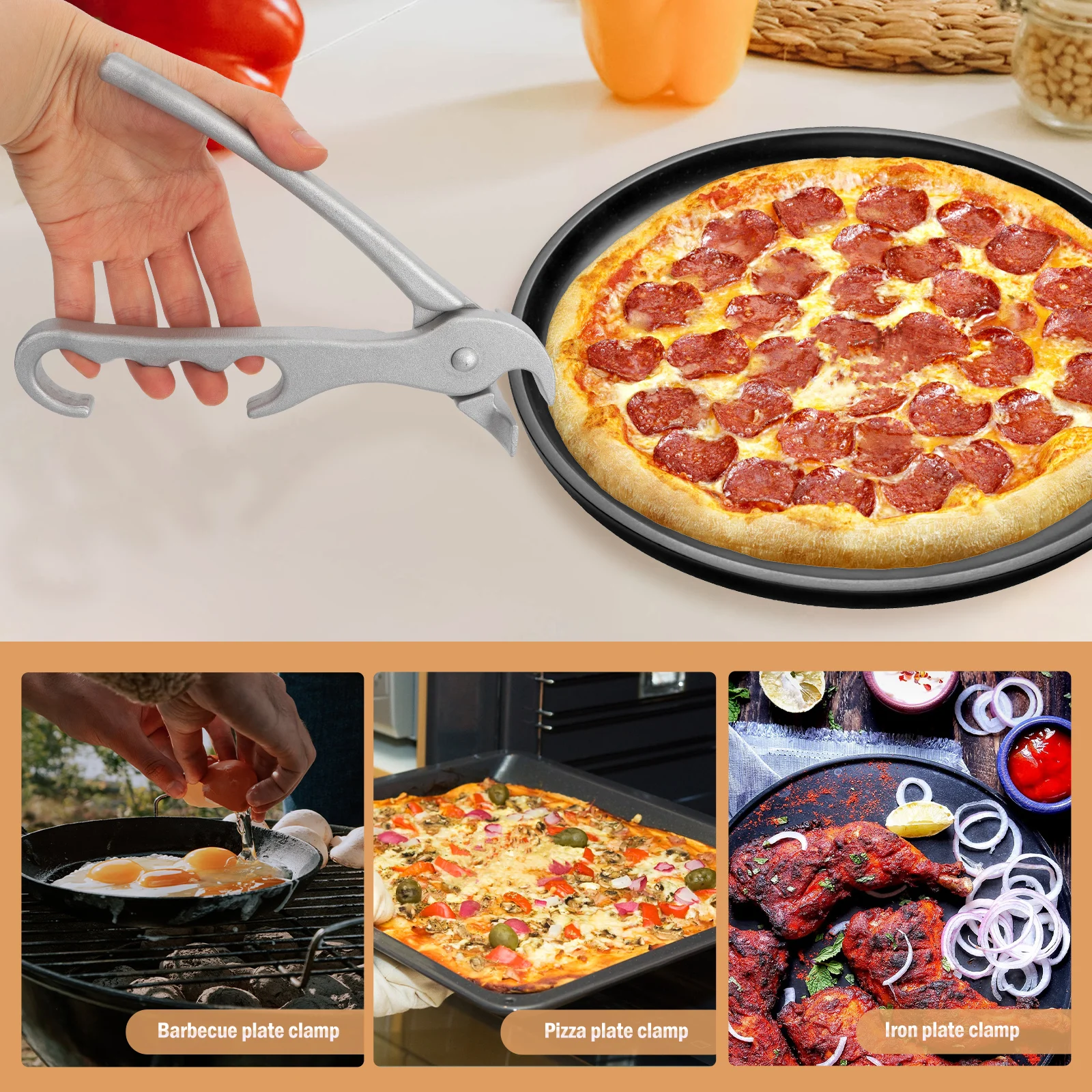 

1pcs Reusable Aluminum Alloy Anti-Hot Gripper For Kitchen Baking Barbecue Outdoor Pan Clamp Plate Clip Cookware Holder Durable