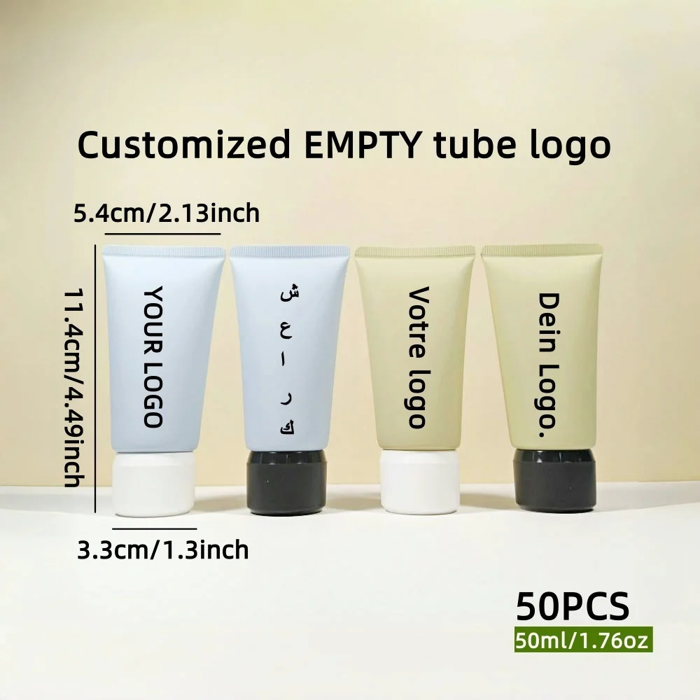 【Logo personalizzato】 50 pezzi personalizzati 50 ml Nero/bianco Copertura opaca Tubo blu/verde Tubo per il corpo Materiale per imballaggio cosmetico