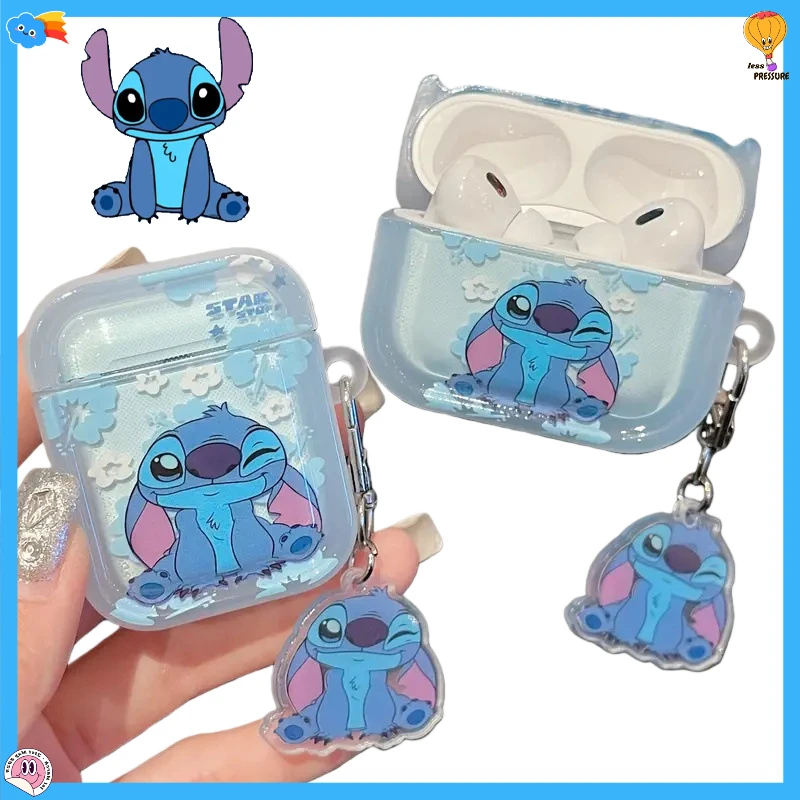 ديزني غرزة حقيبة سماعة الاذن ل Airpods 1/2 3 4 برو الكرتون بولي TPU سماعات لاسلكية للصدمات واقية قذيفة مع سلسلة المفاتيح #1