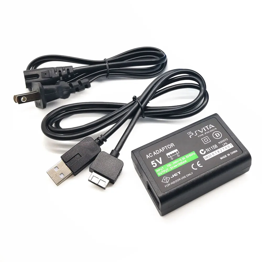 1세트 EU US 플러그 홈 충전기 전원 공급 장치 5V AC 어댑터 USB 충전 케이블 코드 PSVita PS Vita PSV 1000 게임 액세서리용