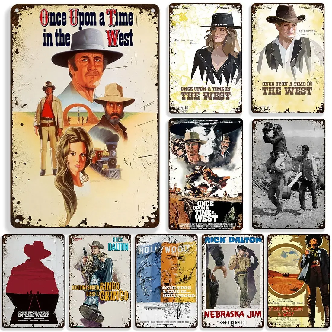 Once Upon a Time in the West póster de película clásica, cartel de Metal, placa de Metal Retro, placa decorativa oxidada, decoración de pared
