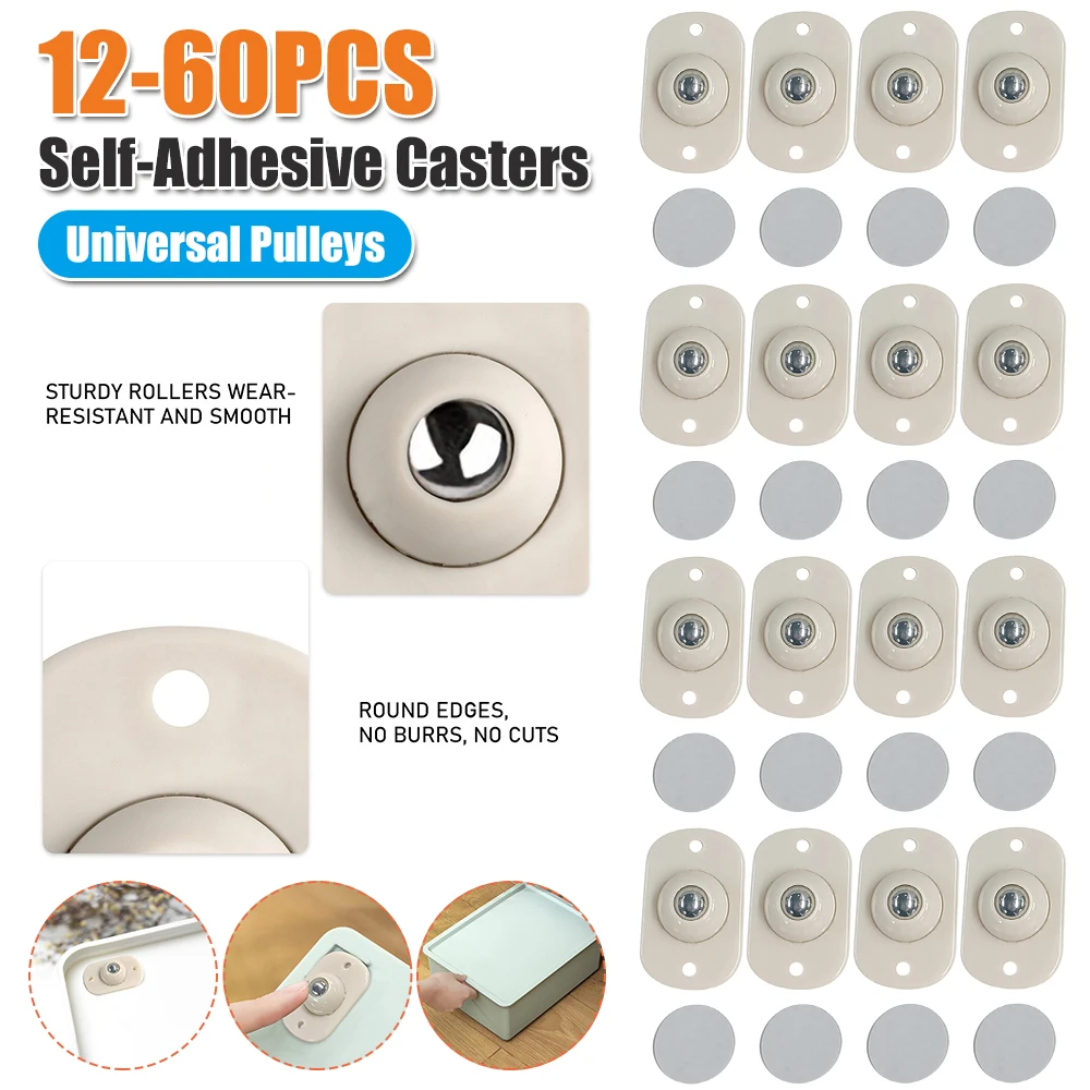 

Самоклеящиеся ролики, бесшумные мини-поворотные колеса, прочная несущая нагрузка для нижней части ящика для хранения, мусорного бака