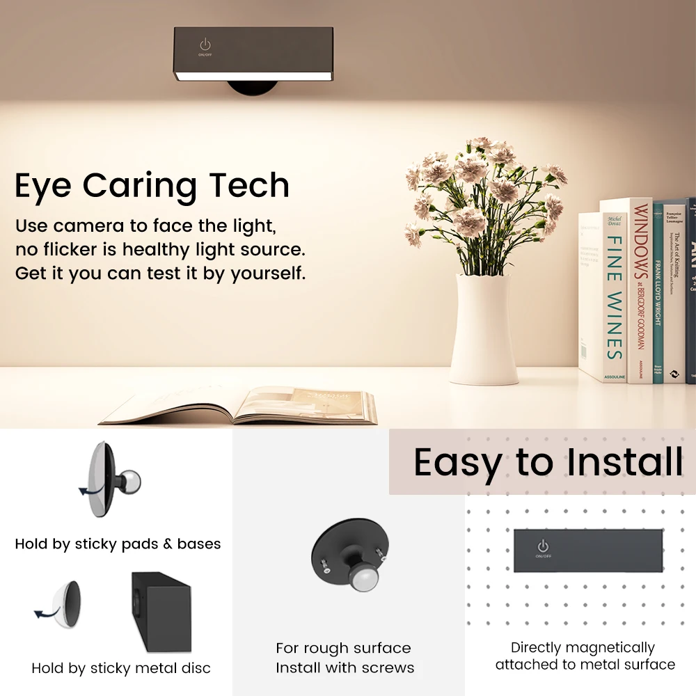 شمعدانات جدارية حديثة قابلة لإعادة الشحن تعمل بالبطارية، مصباح بجانب السرير، شحن USB قابل للإزالة 360 درجة ° تدوير أضواء الجدار المغناطيسي #5