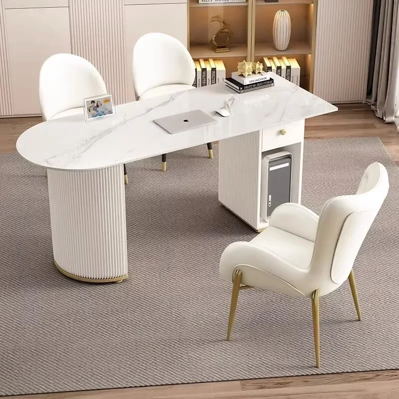 

Modern light luxury rock slab desktop designer office desk Nordic small apartment writing Home study compute