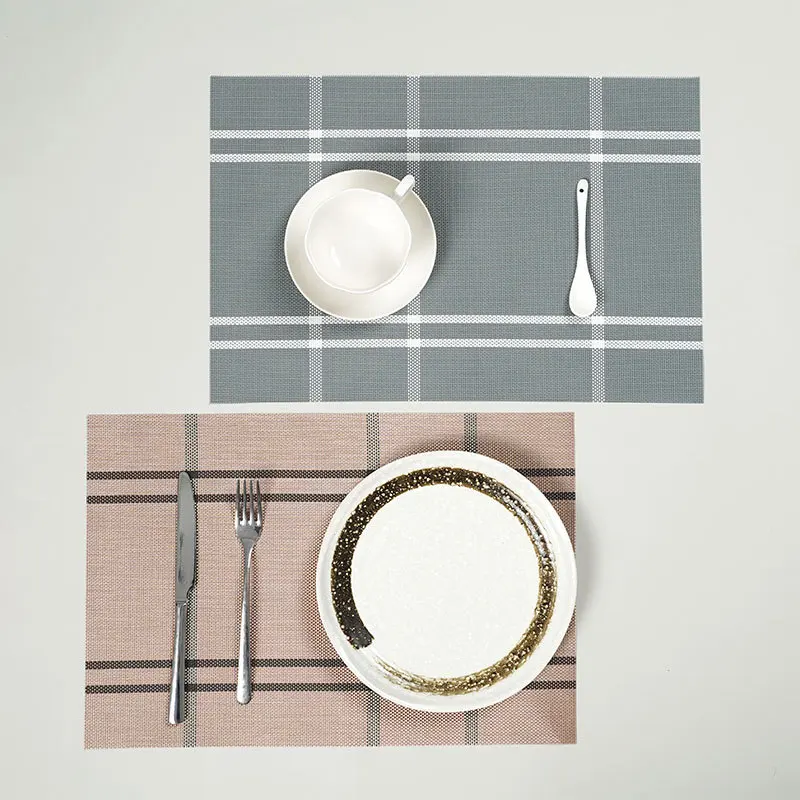 1/4/6/10PCS PVC Rectangle Table Mats Stripe Design Durable Waterproof Heat Resistant Placemats for Dining Home Hotel Banquet
