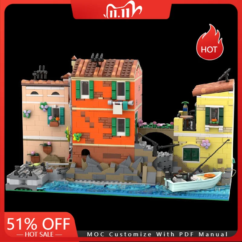 

3099 PCS MOC City Street Views Modular Famous Square Architecture Building Block Diy Assembly Children Toy Set Christmas Gifts