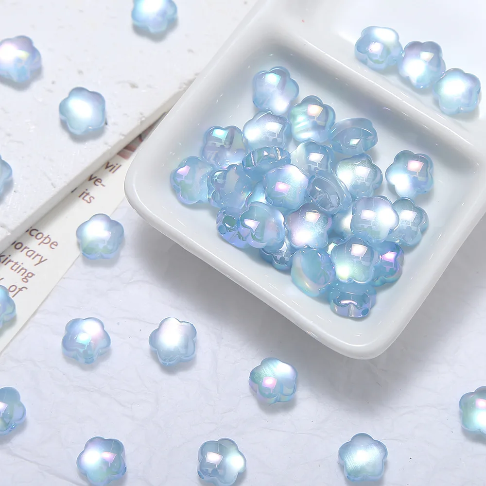 20PCS 5*10mm Gloss Cat Eye Floral Acrylic Straight Hole Beads, Spacer Beads for DIY Earrings, Bracelet Small Ornament Craft