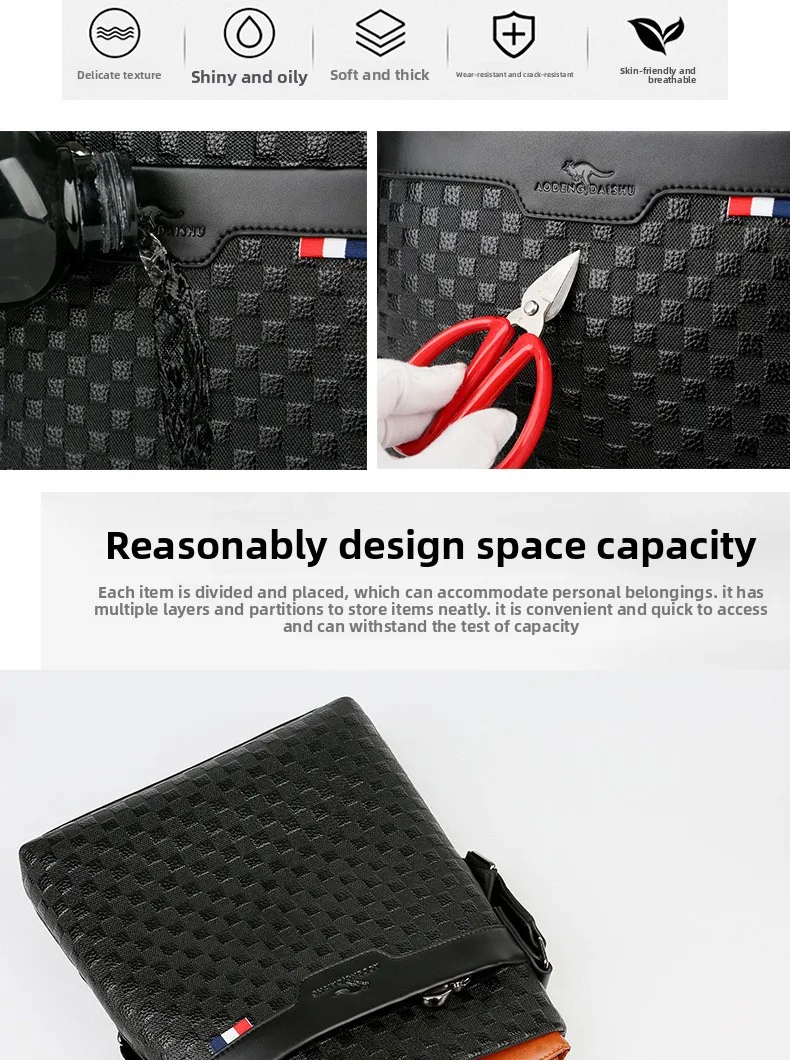 Echte Oberschicht aus Rindsleder für Herren, einzelne Umhängetasche, 2025, neuer Stil, männlich, lässig, Business-Tasche – Detail 6