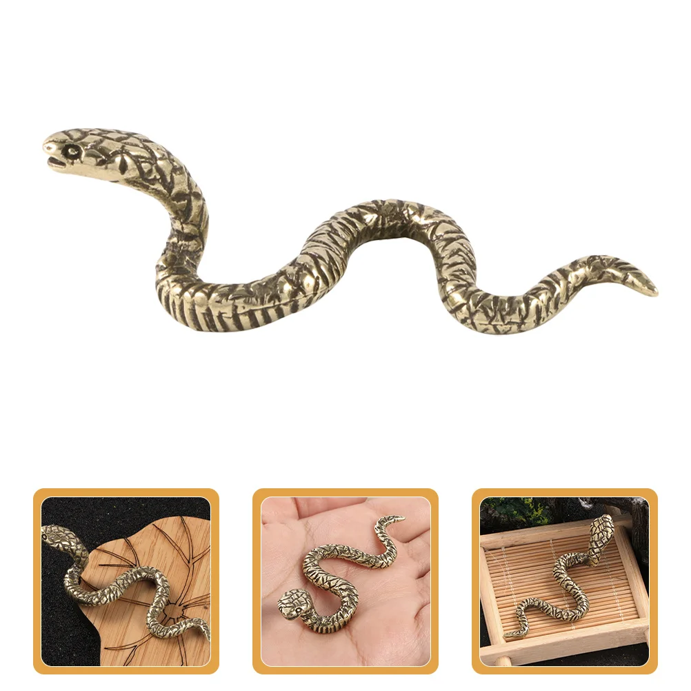

Vintage Brass Snake Statue Craftsmanship Living Room Decoration Lunar New Year Desktop and Table Display