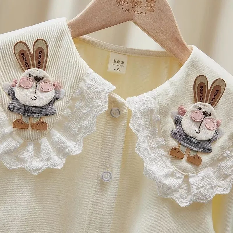 

Girls' Doll Collar Shirt for Spring and Autumn2025New Stylish Toddler Girl Long Sleeve Shirt Autumn Outfit