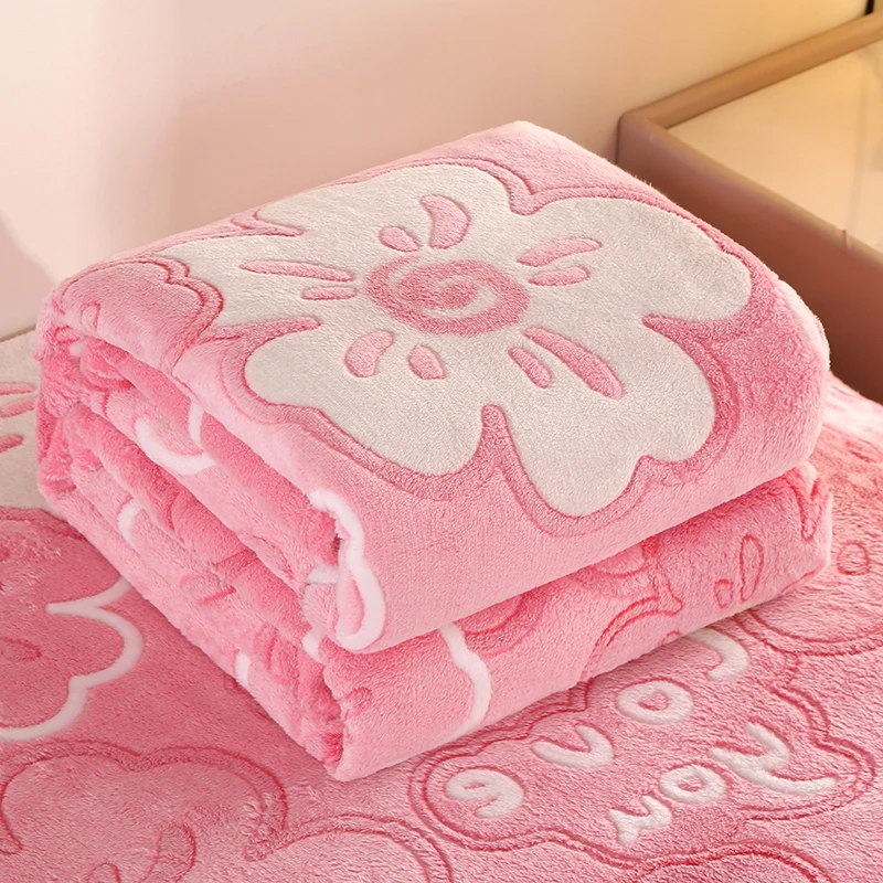 Flower Printing Flannel Blanket Soft Skin-friendly Bed Sofa Warm Throw Blanket Bed Sheet Bedspread Summer Winter Blanket