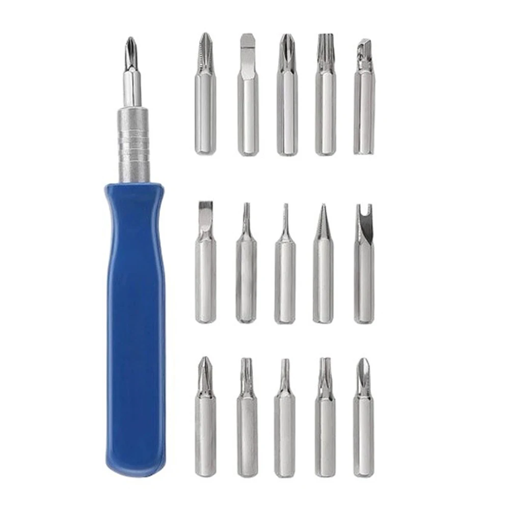 16 Piece Interchangeable Screwdriver Kit for Routine Maintenance of Phones Watches Computers and Household Electronics