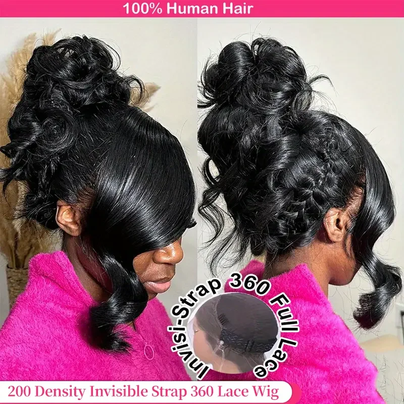 

Invisi Strap HD 360 Full Lace Wig Human Hair 250 Density Pre Plucked with Baby Hair 360 Lace Front Wig Body Wave Human Hair Wig