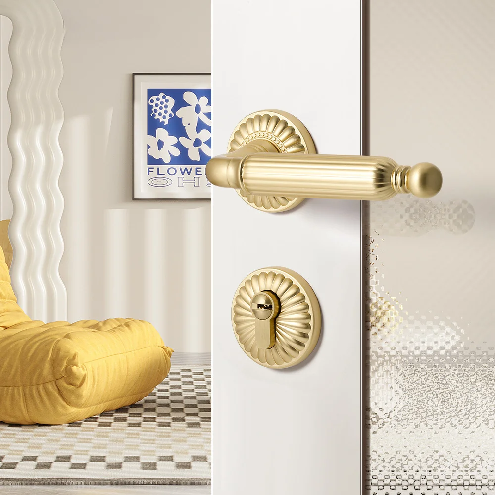 

Golden Home Door Locks Indoor Split Lock Zinc Alloy Door Handle Silent Locks Wood Door Safety Lockss Doors Hardware Accessories