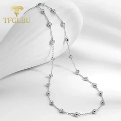 TFGLBU 3mm 2CTTW All Moissanite Necklace for Women Classic Bubble Clavicular Chain Test Passed 100% S925 Sterling Silver Jewelry