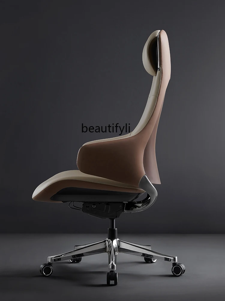 Executive Chair Leather Office Chair Reclining Computer Chair Home Office Seat Comfortable Long Sitting