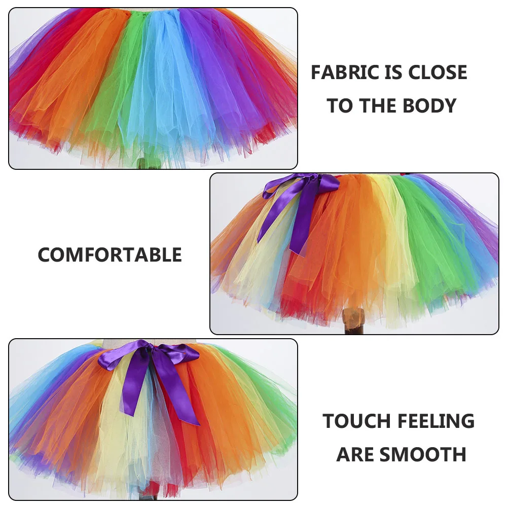 

1pc Mesh Skirt Polyester Satin Lined Belt Breathable Tutu Performance Party Dress Elastic Waist Halloween Costume Party Dress