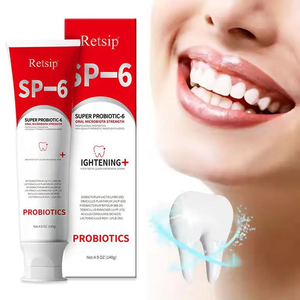 Dentifrice probiotique SP-6 pour blanchir les dents, haleine fraîche, élimine la plaque SAF, nourrit, améliore l'hygiène buccale M8F5, 140g