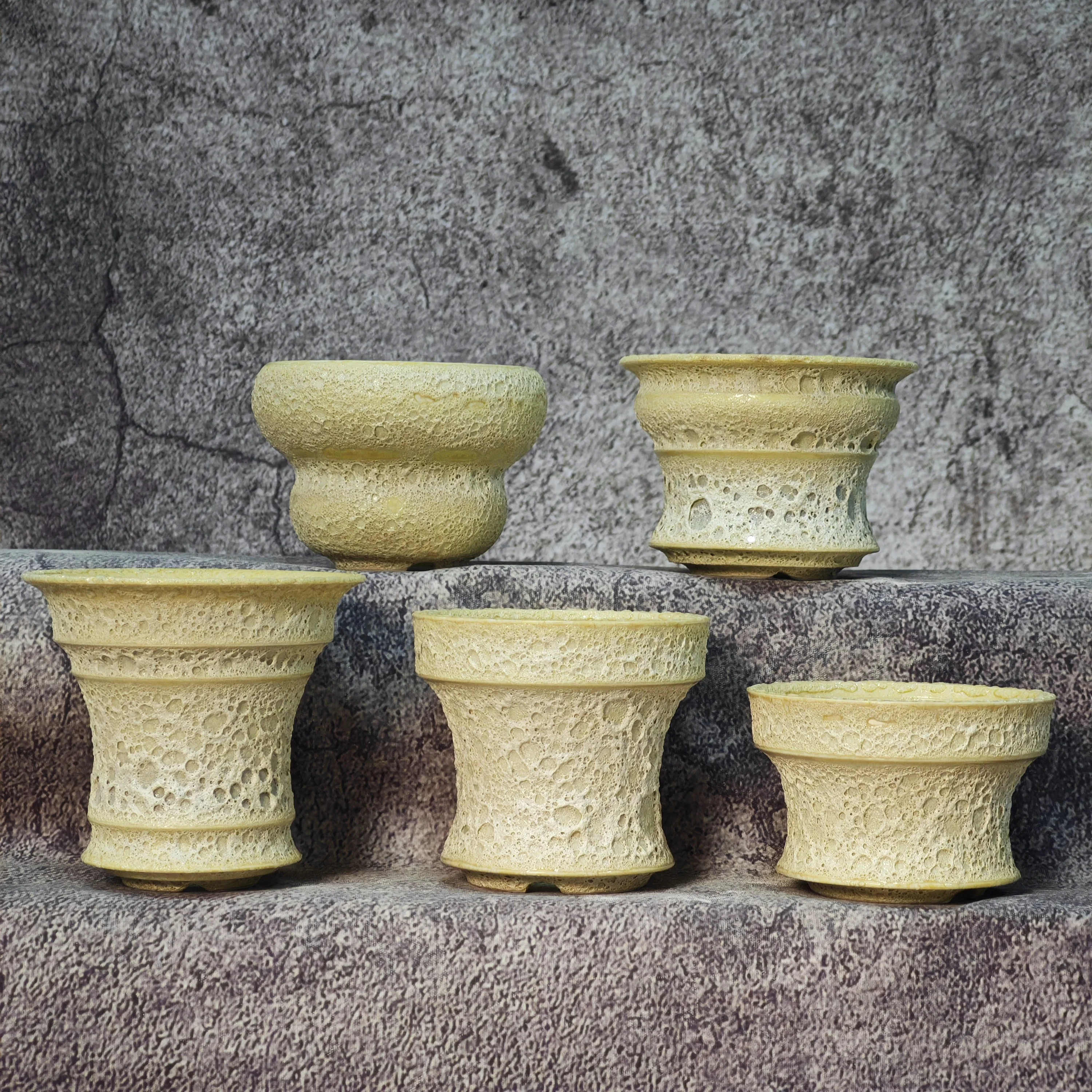 Small Milky White Bubble Texture Ceramic Flower Pot Home Decor Gift Succulent Planter for Bonsai Agave Cactus Tropical Plants