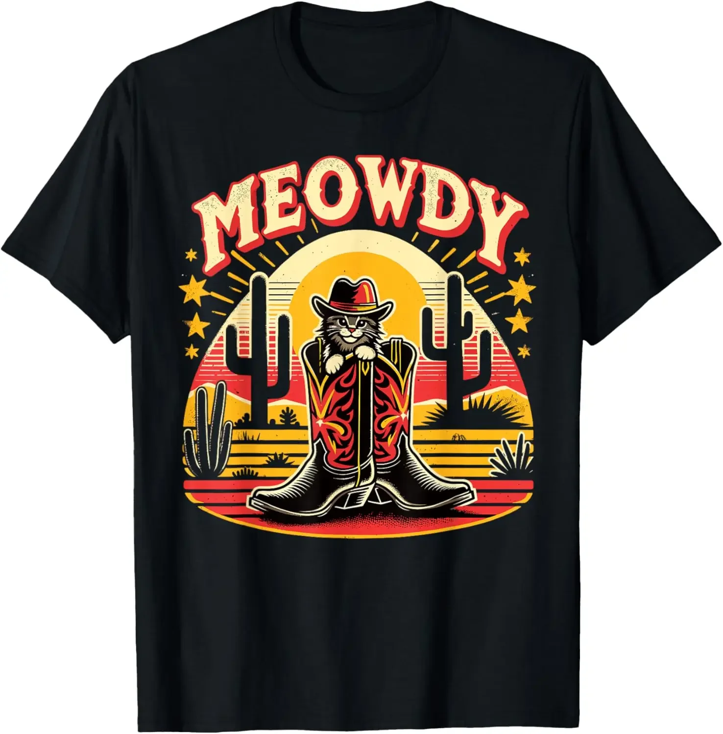 Cat Cowboy Cowgirl Country Western Meowdy Funny Cat T-Shirt