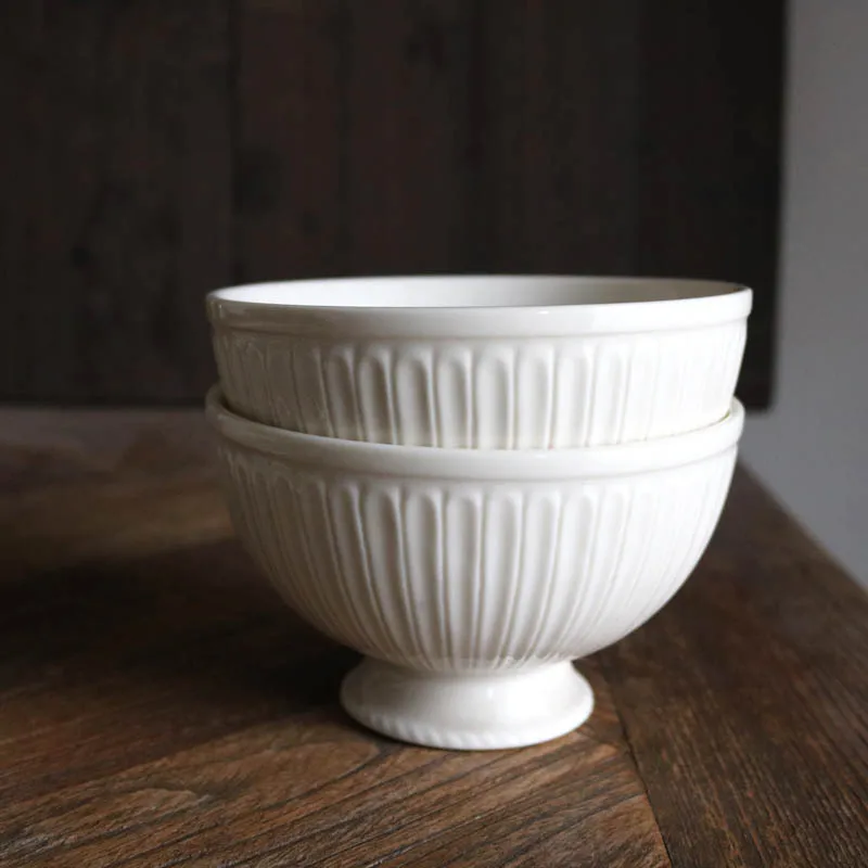 Creamy Ceramic Harp Pattern High Foot Small Bowl /10 