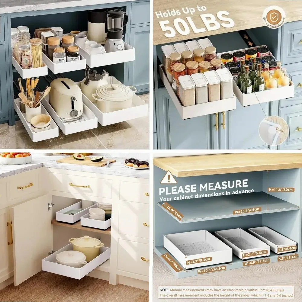 

Pull Out Cabinet Organizer, 1-2 Pack Slide Out Storage Tray with Rails for Kitchen Pantry