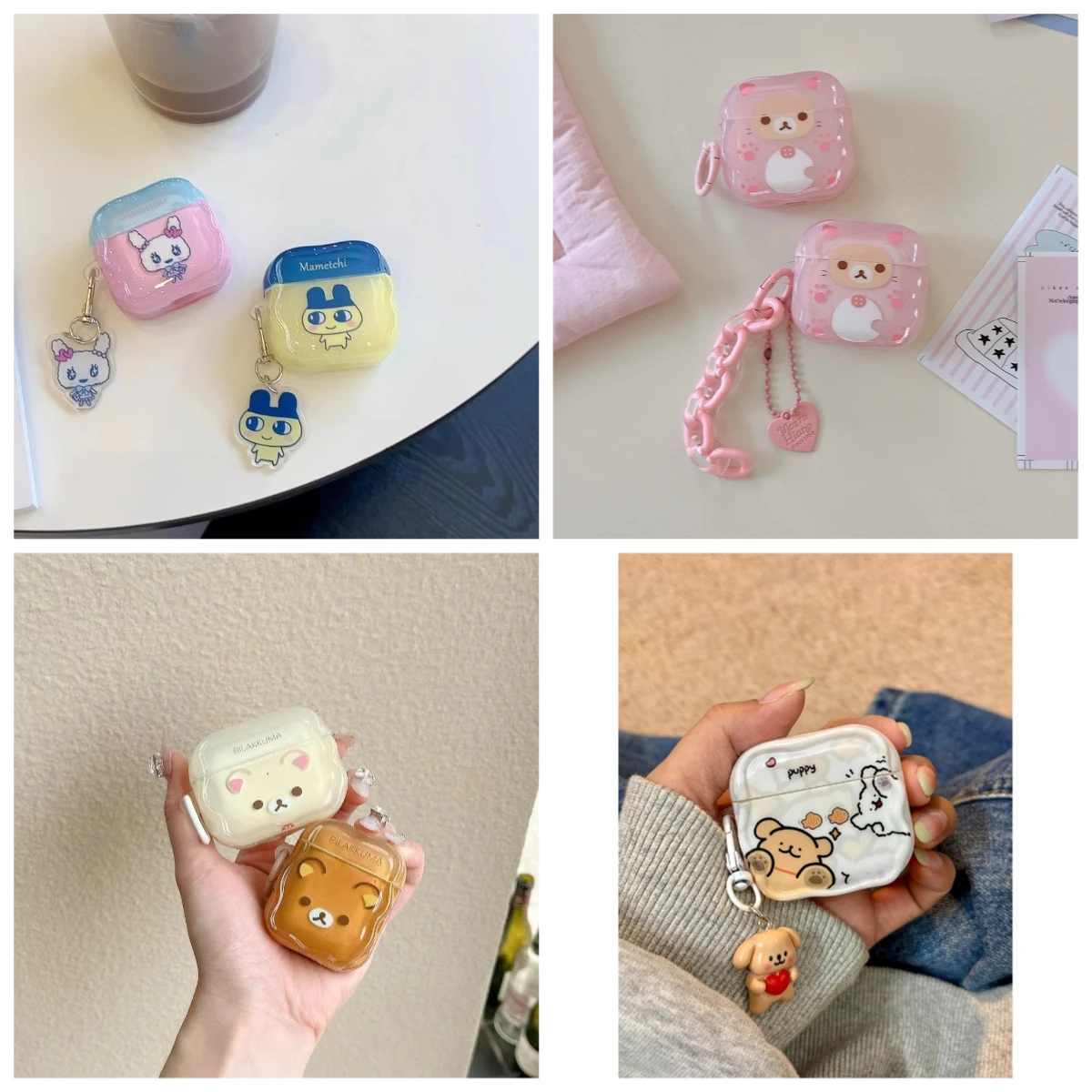 ل Airpods Pro 3 Pro2 AirPods1 2 AirPods 3 4 بلوتوث حقيبة سماعة الاذن اليابانية الكرتون لطيف الدب جرو الكلب الغطاء الواقي #2