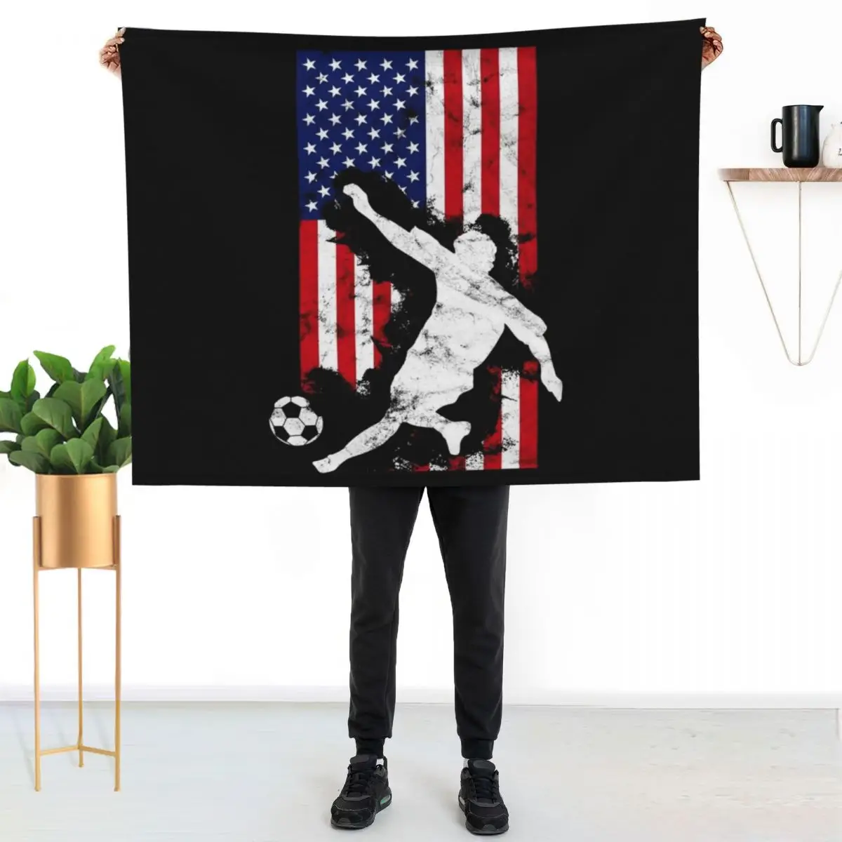 American flag usa soccer player team Throw Blanket Bed linens Soft Plaid for sofa Kid'S Giant Sofa for winter Blankets