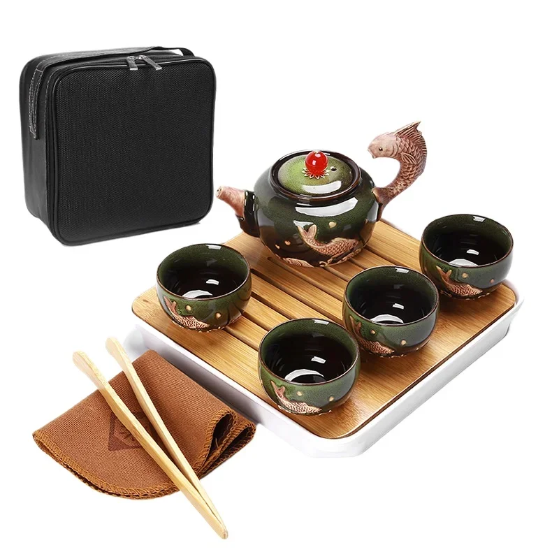 Creative Animal Teapot Chinese Kung Fu Tea Set Outdoor Travel Gaiwan Tea Cups of Tea Coffee Ceremony Teacup Fine Gift