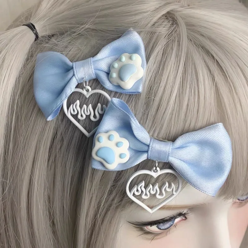 

Lolita Headwear Sky Blue Kawaii Girl Hair Clip Subculture Korean Hair Accessories Versatile Cat Claw Hairclip Small Edge Clip