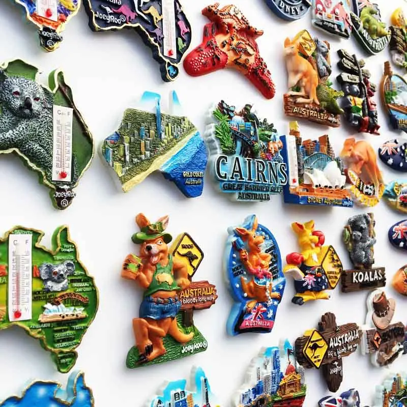 Australian Tourist Souvenir Decorative Artwork Resin Painted Magnetic Refrigerator Magnets
