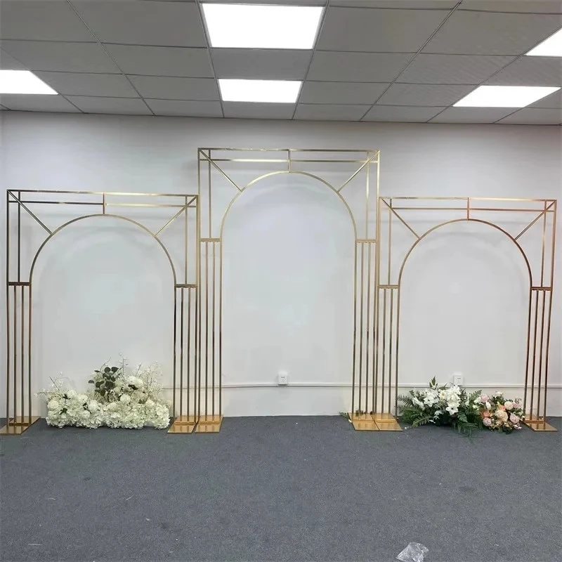 Gold Plated Diagonal Wedding Arch, Multi Bar Screen Background, Flower Rack, Festival Party, Outdoor Prop Decoration Frame, New