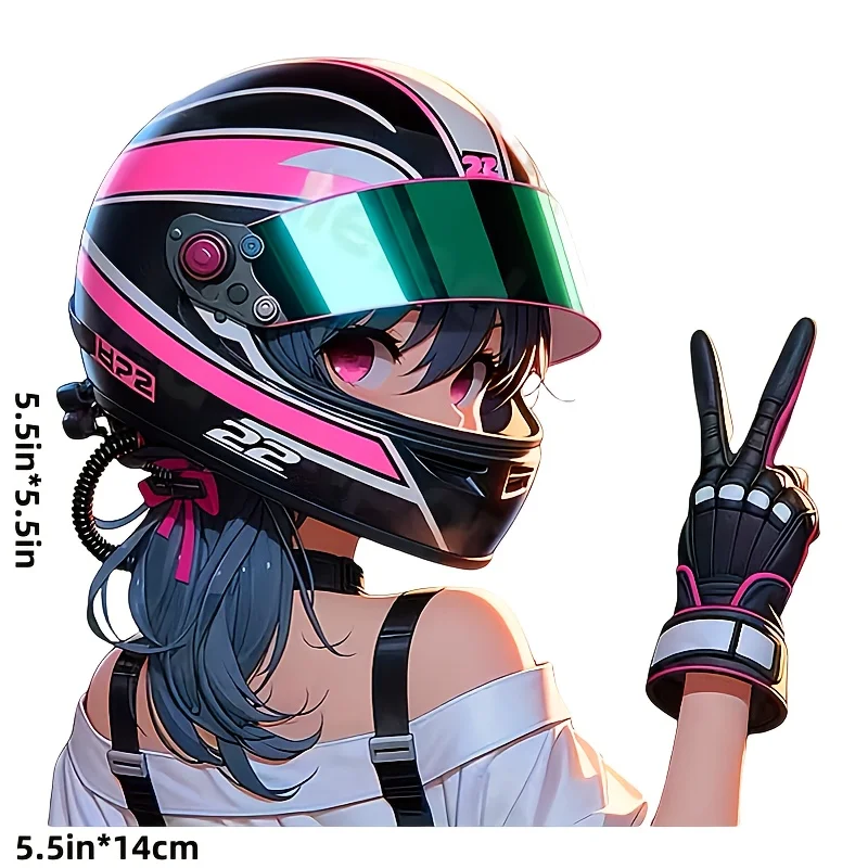1PC Anime Biker Girl Waterproof Vinyl Sticker Stylish Decal for Car Motorcycle Helmet Laptop Personalized Decor