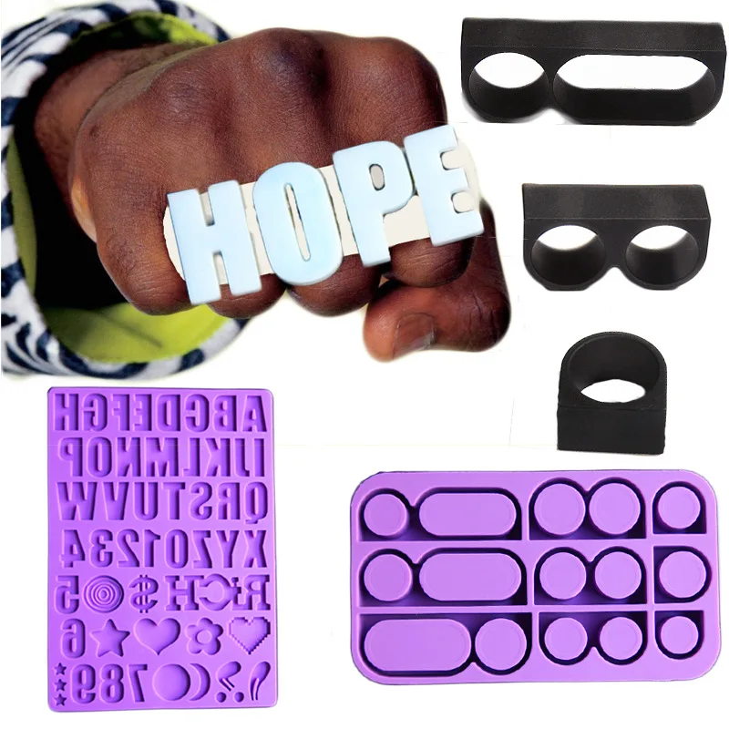 Hip Hop Diy Letter Ring Drip Molds for Men and Women Multi Finger Ring Handmade Jewelry Making Silicone Moulds