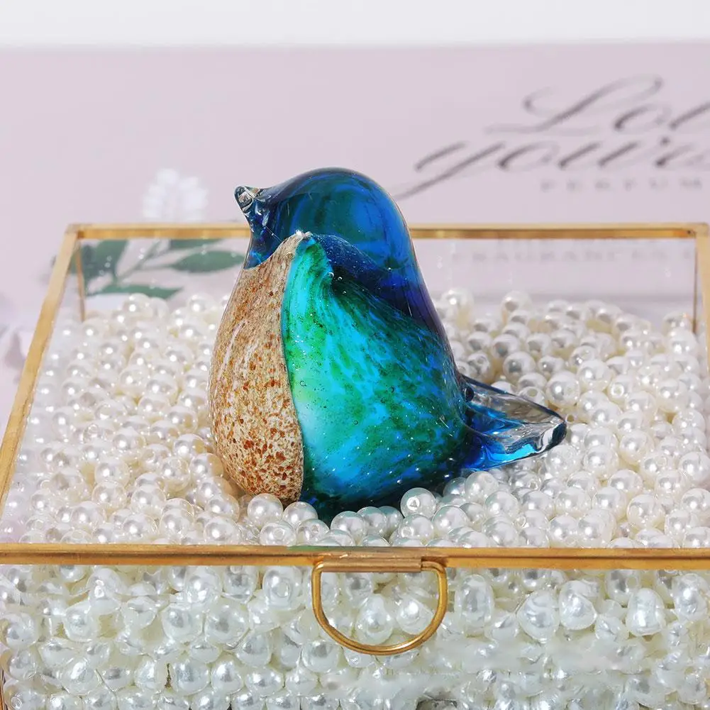 Glass Bird Ornaments Green Handmade Art High Quality Crafts Home Kingfisher Bedroom Desktop Simulation Decorations