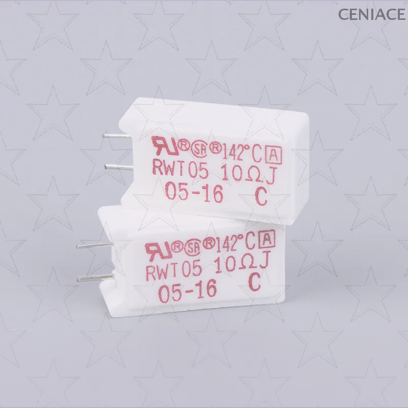 Bundle of 2, Cement Resistance RWT05 5W 6.8ΩJ, Heat Protection at 142℃